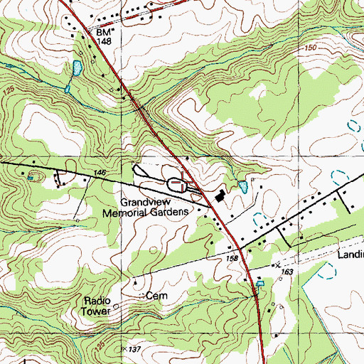 Topographic Map of Grandview Memorial Gardens, NC