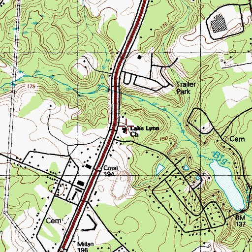 Topographic Map of Lake Lynn Church, NC