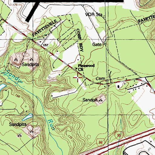Topographic Map of Pinewood Church, NC