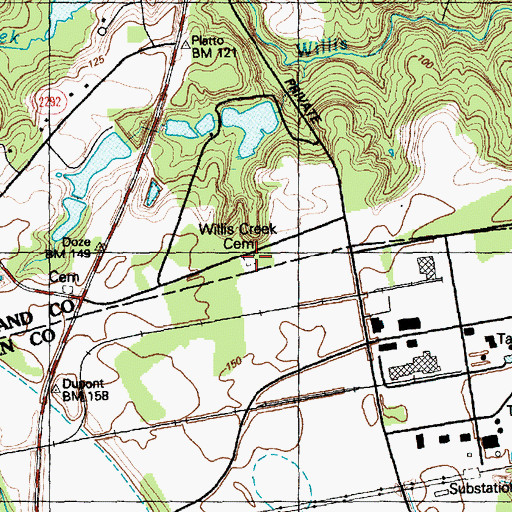 Topographic Map of Willis Creek Cemetery, NC