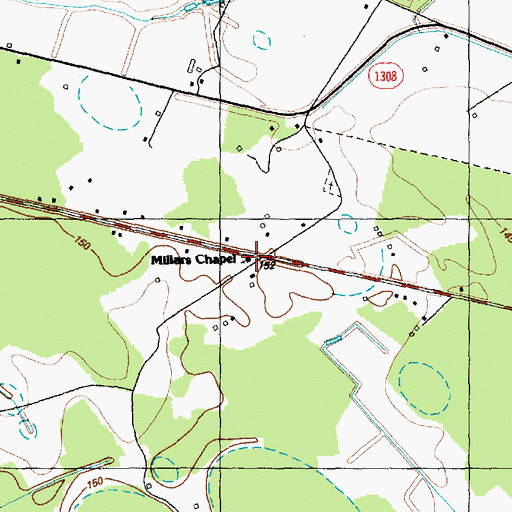 Topographic Map of Millars Chapel, NC