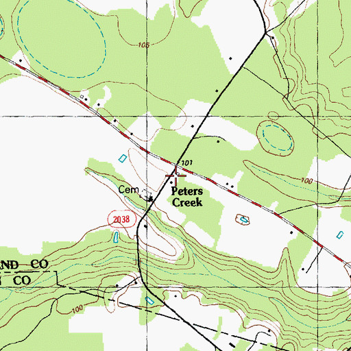 Topographic Map of Peters Creek, NC
