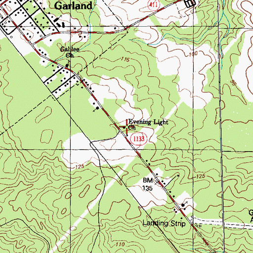 Topographic Map of Evening Light Church, NC