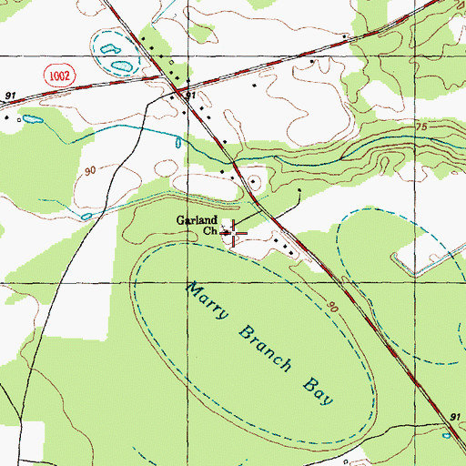Topographic Map of Garland Church, NC