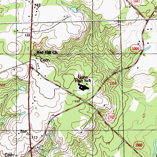 Topographic Map of Union High School, NC