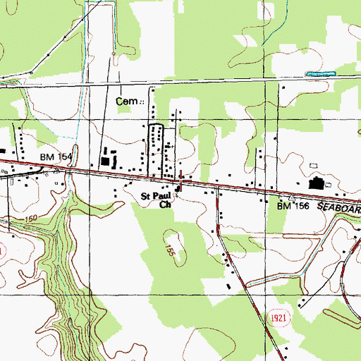 Topographic Map of Saint Paul Church, NC