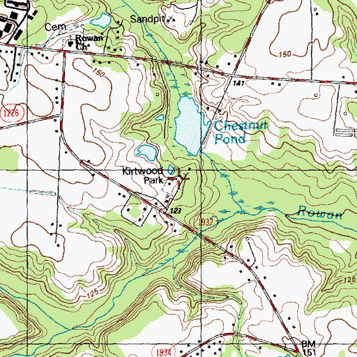 Topographic Map of Kirtwood Park, NC