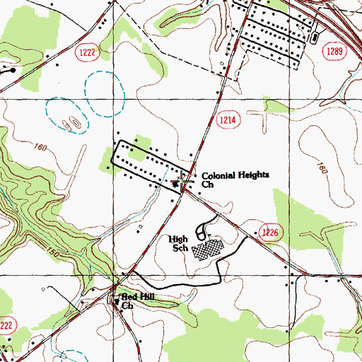 Topographic Map of Colonial Heights Church, NC
