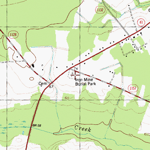 Topographic Map of Iron Mine Burial Ground, NC