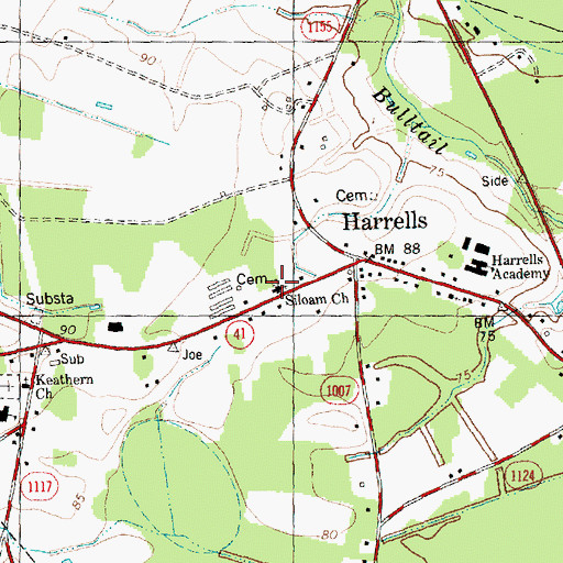 Topographic Map of Siloam Church, NC