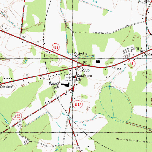 Topographic Map of Keathern Church, NC
