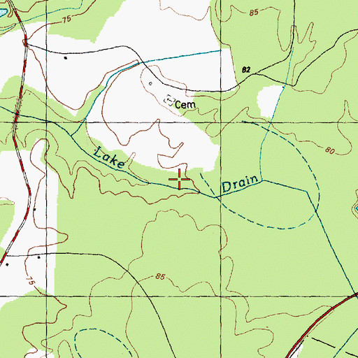 Topographic Map of Lake Drain, NC