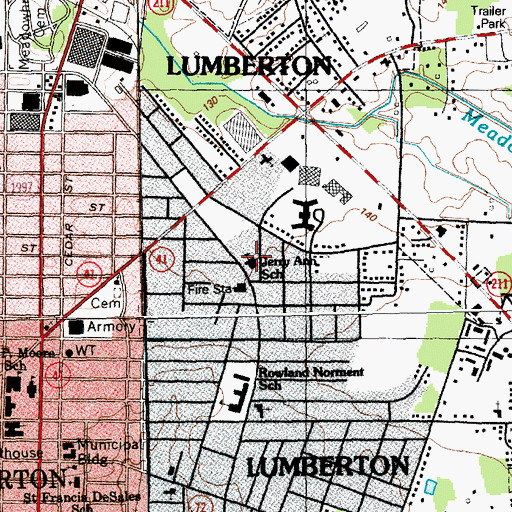 Topographic Map of Jerry Ann School, NC