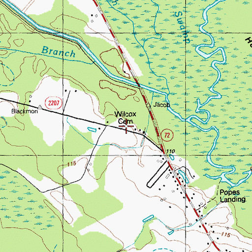 Topographic Map of Wilcox Cemetery, NC