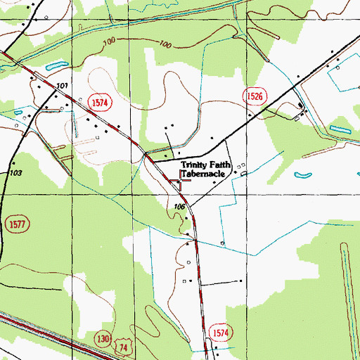 Topographic Map of Trinity Faith Tabernacle, NC