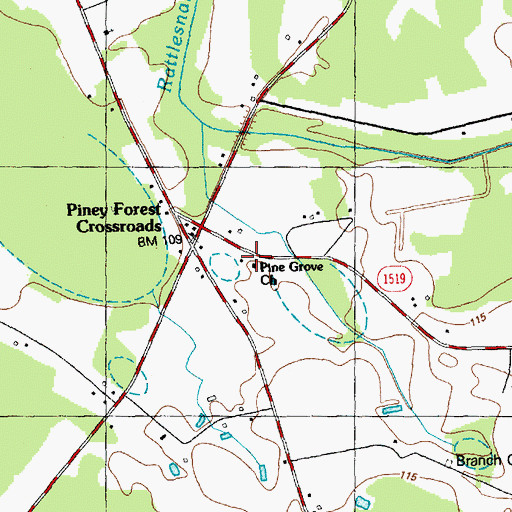 Topographic Map of Pine Grove Church, NC