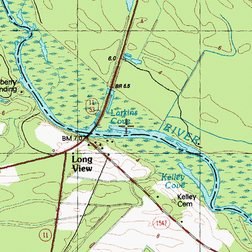 Topographic Map of Larkins Cove, NC