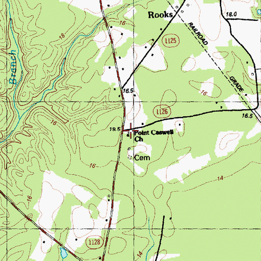 Topographic Map of Point Caswell Church, NC