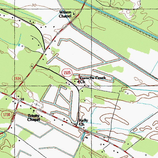 Topographic Map of Frenchs Creek Church, NC
