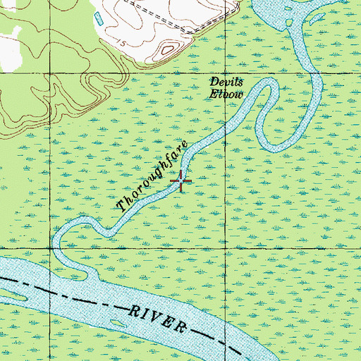 Topographic Map of Throughfare, NC