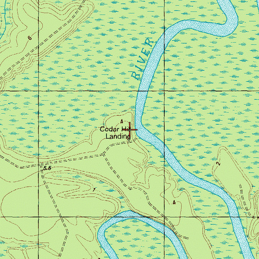 Topographic Map of Cedar Hill Landing, NC