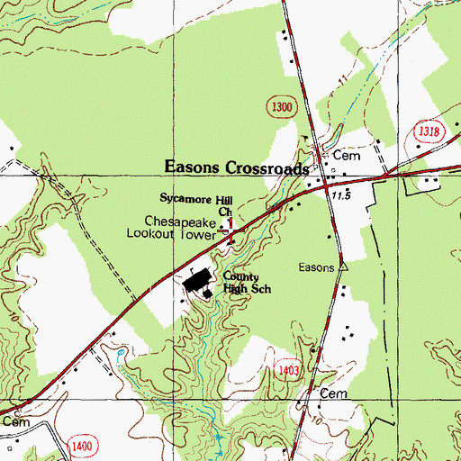 Topographic Map of Chesapeake Lookout Tower, NC