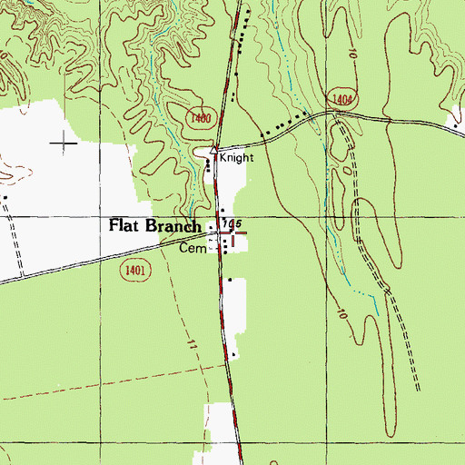 Topographic Map of Flat Branch, NC