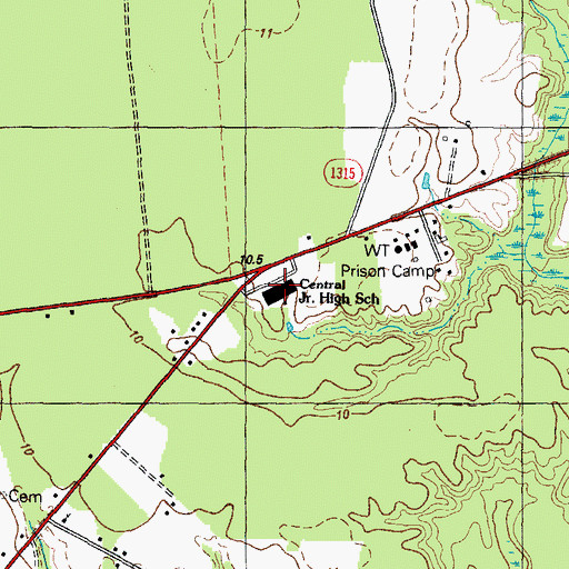 Topographic Map of Central Junior High School, NC