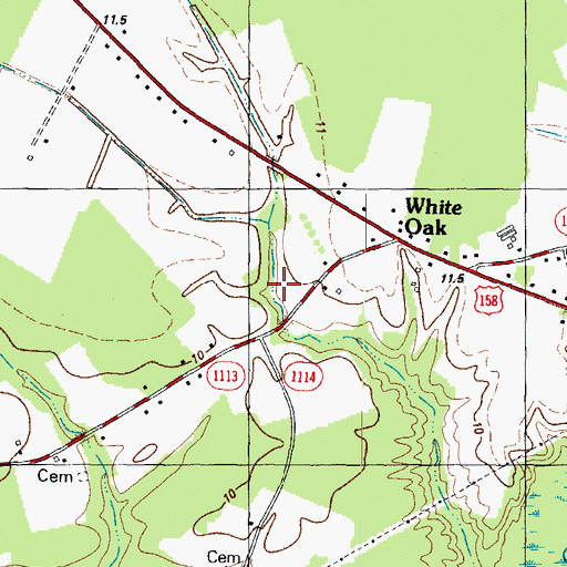 Topographic Map of Big Branch, NC