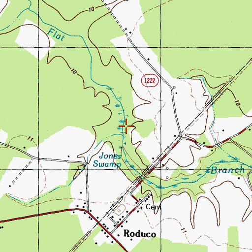 Topographic Map of Jones Swamps, NC