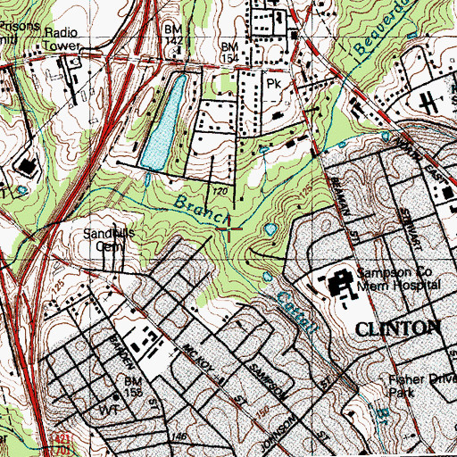 Topographic Map of Cattail Branch, NC