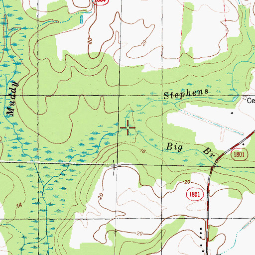 Topographic Map of Big Branch, NC