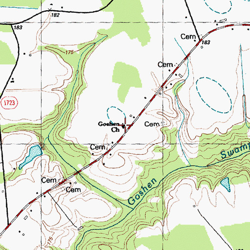 Topographic Map of Goshen Church, NC