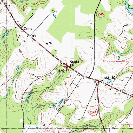 Topographic Map of Sardis Church, NC