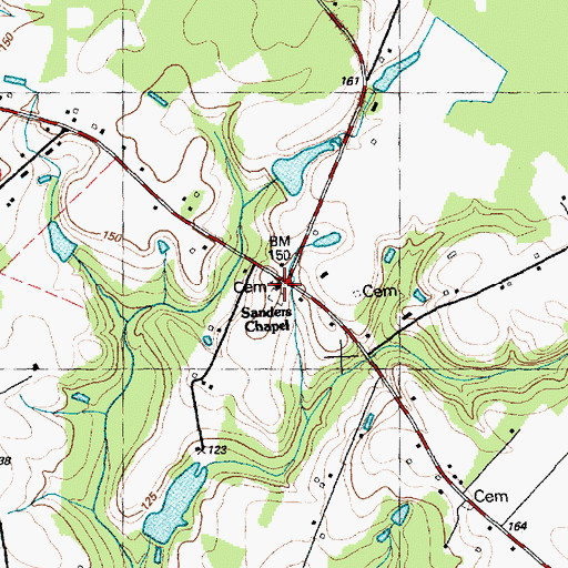 Topographic Map of Sanders Chapel, NC