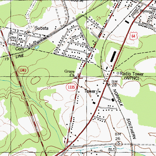Topographic Map of Grace Church, NC