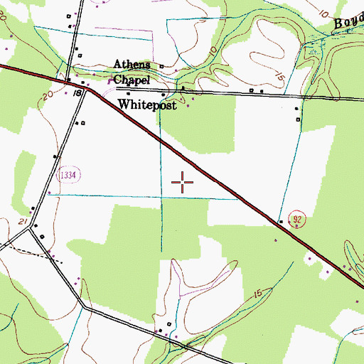 Topographic Map of Beaufort County, NC