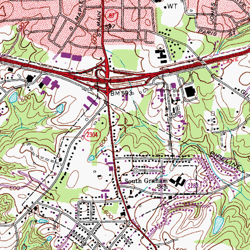 Topographic Map of Township 6-Graham, NC