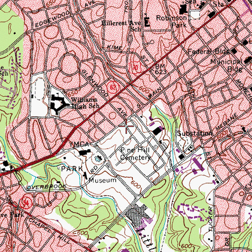 Topographic Map of Township 12-Burlington, NC