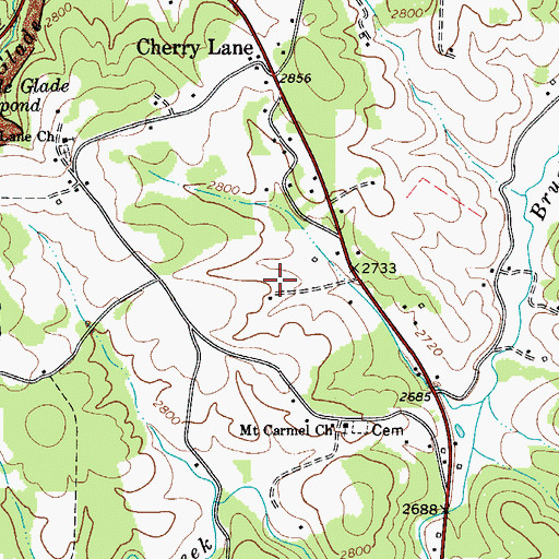 Topographic Map of Township of Cherry Lane, NC