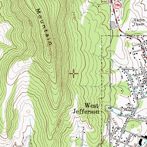 Topographic Map of Township of West Jefferson, NC