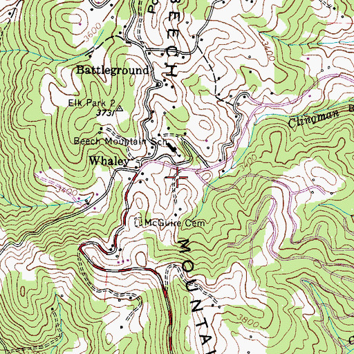 Topographic Map of Township of Beech Mountain, NC