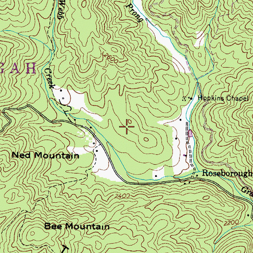 Topographic Map of Wilsons Creek Township (historical), NC