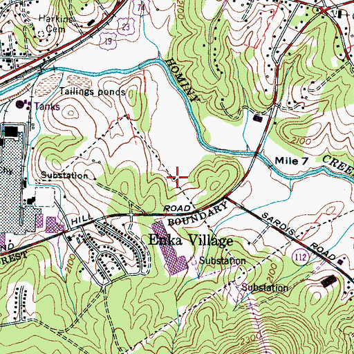 Topographic Map of Township of Lower Hominy, NC