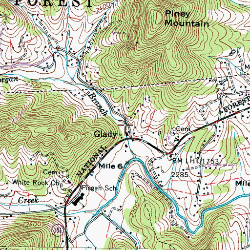 Topographic Map of Township of Upper Hominy, NC