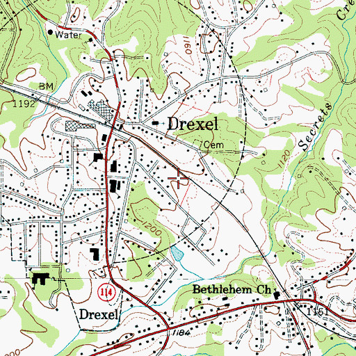 Topographic Map of Township of Drexel, NC