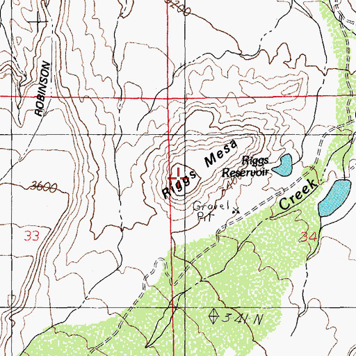Topographic Map of Riggs Mesa, AZ