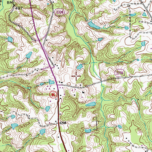 Topographic Map of Township of Hightowers, NC