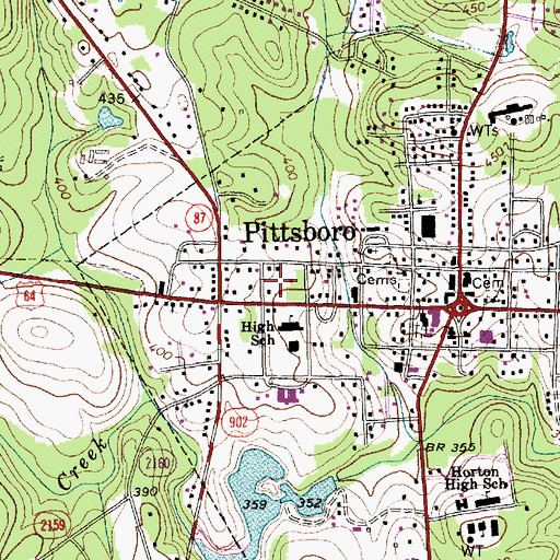 Topographic Map of Township of Center, NC