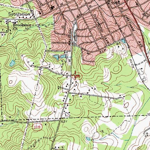 Topographic Map of Township of Matthews, NC